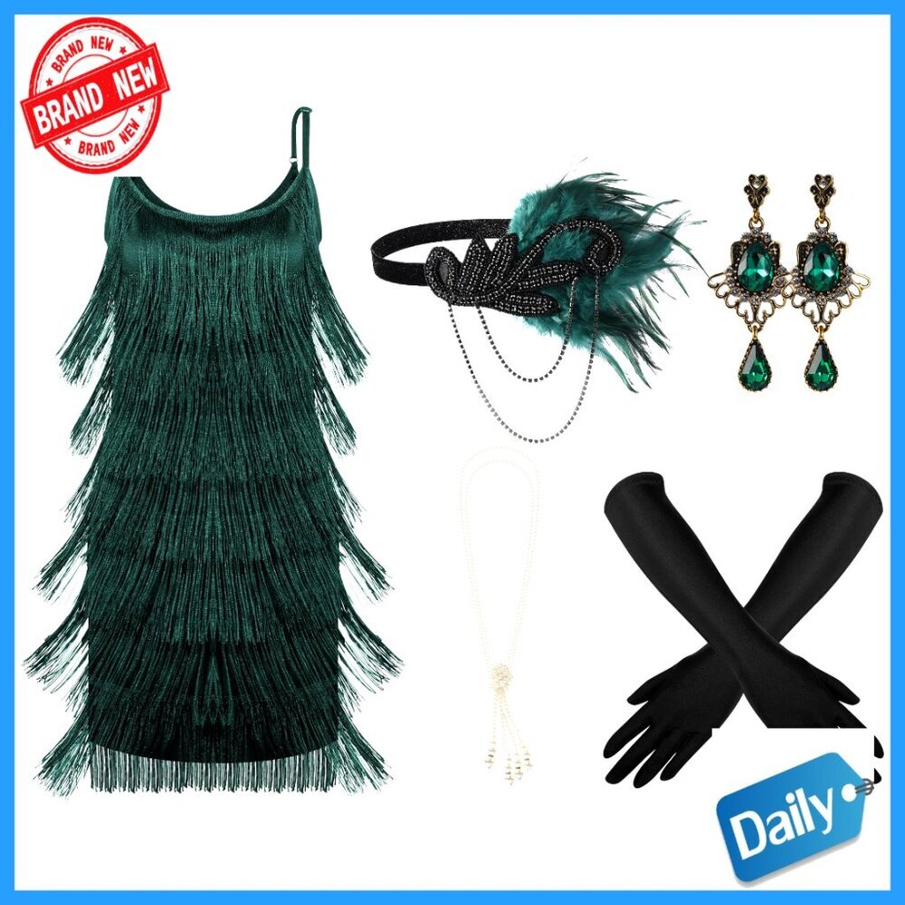 Flapper Dress Costume Set with Accessories for Women 1920s Party